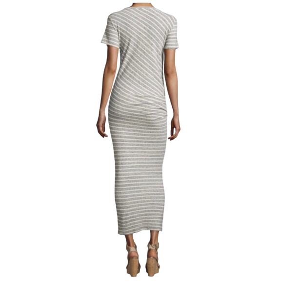 James Perse Striped Tucked Maxi Dress - Gray/White - 1 (Small) - Picture 10 of 13